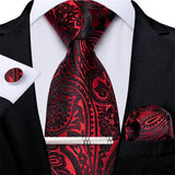 Funki Buys | Neckties | Men's Formal 4pcs Silk Red Tie Set