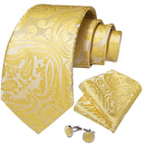 Funki Buys | Neckties | Men's Classic 3 Pcs Gold Floral Tie Set