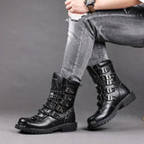 Funki Buys | Boots | Men's Gothic Punk Buckle Strap Biker Boots