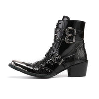 Funki Buys | Boots | Snake Pattern Vintage Ankle Boots | Buckle Rivet