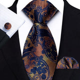 Funki Buys | Neckties | Men's 3pcs Silk Paisley Formal Tie Set