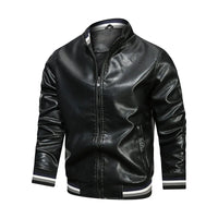 Funki Buys | Jackets | Men's Faux Leather Stand Collar Bomber Jacket