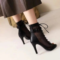 Funki Buys | Boots | Women's Mesh Lace Up Buckle Ankle Boots