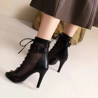 Funki Buys | Boots | Women's Mesh Lace Up Buckle Ankle Boots