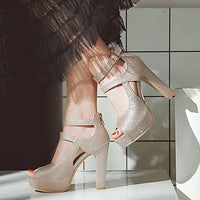 Funki Buys | Shoes | Women's Sequin Peep Toe Platform Sandal