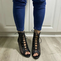 Funki Buys | Boots | Women's Mesh Peep Toe Stiletto Booties