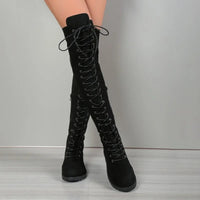 Funki Buys | Boots | Women's Lace Up Over Knee Suede Boots