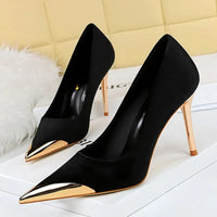 Funki Buys | Shoes | Women's Velvet Stilettos Metal Toe Heel