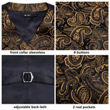 Funki Buys | Vests | Men's 4 Pcs Dark Gold Paisley Tie Set
