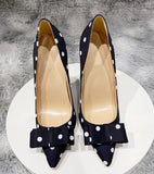 Funki Buys | Shoes | Women's Silk Polka Dot Bow Knot Heels
