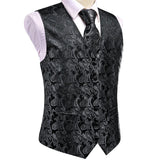Funki Buys | Vests | Men's Luxury 5 Pcs Black Gray Vest Tie Set