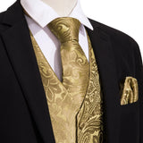 Funki Buys | Vests | Men's 4 Pcs Dark Gold Vest Tie Set