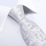 Funki Buys | Neckties | Men's Formal 3pcs White Silver Gray Tie Set