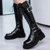 Funki Buys | Boots | Women's Gothic Punk Knee High Boots | Chunky Heel