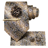 Funki Buys | Neckties | Men's 5 Pcs Floral Bronze Tie Set