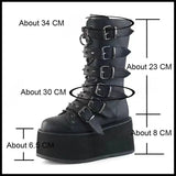 Funki Buys | Boots | Women's Platform Gothic Ring Buckle Boot