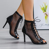 Funki Buys | Boots | Women's Mesh Lace Up Stiletto Booties