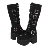 Funki Buys | Boots | Women's Harajuku Flock Buckle Boots