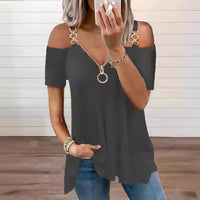 Funki Buys | Shirts | Women's Chain Link Strap Zipper Shirt