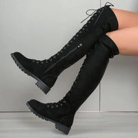 Funki Buys | Boots | Women's Lace Up Over Knee Suede Boots