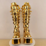 Funki Buys | Boots | Women's Gold Buckle Strap Platform Boots