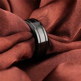 Funki Buys | Rings | Tungsten Brushed Black Grooved Band