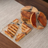 Funki Buys | Coasters | Stylish Pine Wood Resin Drink Coasters