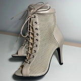 Funki Buys | Boots | Women's Mesh Peep Toe Stiletto Booties