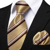 Funki Buys | Neckties | Men's Classic Striped Jacquard Tie Set