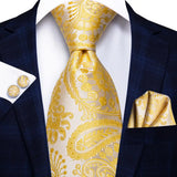 Funki Buys | Neckties | Men's Classic 3 Pcs Yellow Gold Tie Set
