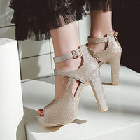 Funki Buys | Shoes | Women's Sequin Peep Toe Platform Sandal
