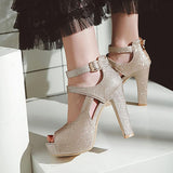 Funki Buys | Shoes | Women's Sequin Peep Toe Platform Sandal