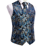 Funki Buys | Vests | Men's 4 Pcs Luxury Blue Silver Tie Vest Set