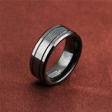Funki Buys | Rings | Tungsten Brushed Black Grooved Band