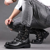 Funki Buys | Boots | Men's Gothic Punk Buckle Strap Biker Boots