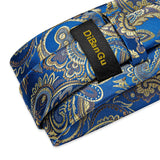 Funki Buys | Neckties | Men's Luxury 3 Pcs Blue Yellow Tie Set