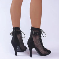 Funki Buys | Boots | Women's Mesh Lace Up Buckle Ankle Boots