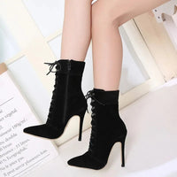 Funki Buys | Boots | Women's Suede High Stiletto Ankle Boots