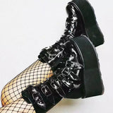 Funki Buys | Boots | Women's Platform Gothic Ring Buckle Boot