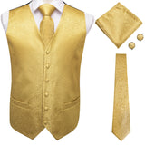 Funki Buys | Vests | Men's 4 Pcs Luxury Gold Vest Tie Set