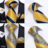 Funki Buys | Neckties | Men's Classic 3 Pcs Gold Floral Tie Set