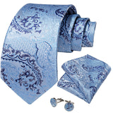 Funki Buys | Neckties | Men's Formal 3pcs Silk Blue Tie Set