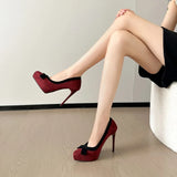 Funki Buys | Shoes | Women's Suede Bow Tie Platorm Heels