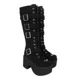 Funki Buys | Boots | Women's Harajuku Flock Buckle Boots