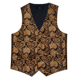 Funki Buys | Vests | Men's 4 Pcs Gold Black Floral Vest Tie Set