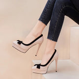 Funki Buys | Shoes | Women's Suede Bow Tie High Heel Stiletto