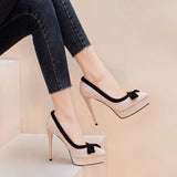 Funki Buys | Shoes | Women's Suede Bow Tie High Heel Stiletto