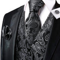 Funki Buys | Vests | Men's Luxury 5 Pcs Black Gray Vest Tie Set