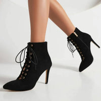 Funki Buys | Boots | Women's Suede Lace Up Stiletto Short Boot