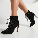 Funki Buys | Boots | Women's Suede Lace Up Stiletto Short Boot